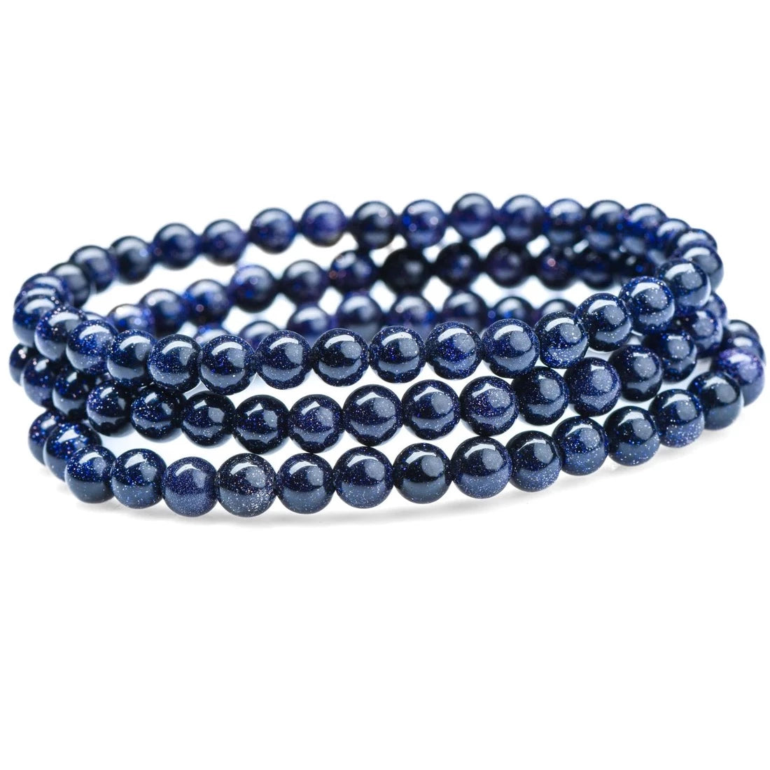 healing crystal jewelry: blue goldstone crystal bracelet - Small Beads