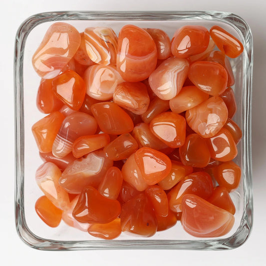 Bowl of Carnelian Tumbled Stones - Small