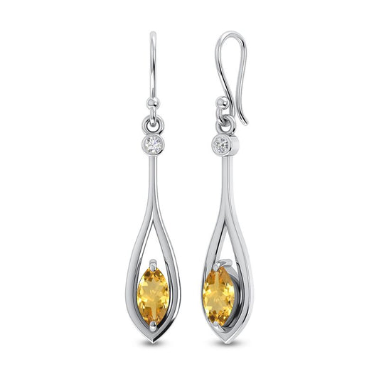 healing crystal jewelry: citrine sterling silver earrings - faceted crystals