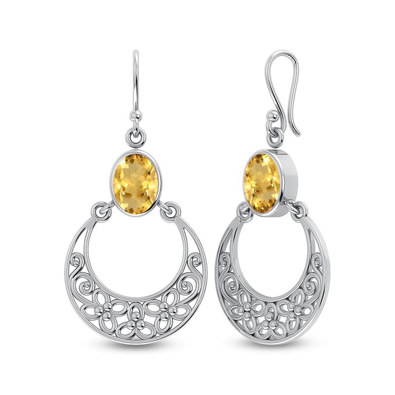 healing crystal jewelry: citrine sterling silver earrings - faceted crystal