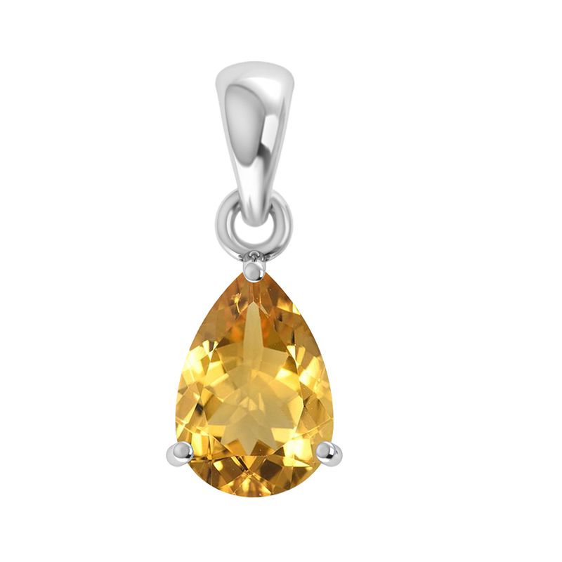 healing crystal jewelry: citrine sterling silver pendant - faceted teardrop crystal