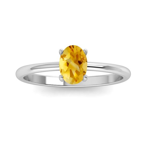 healing crystal jewelry: citrine sterling silver ring - Faceted Oval Crystal