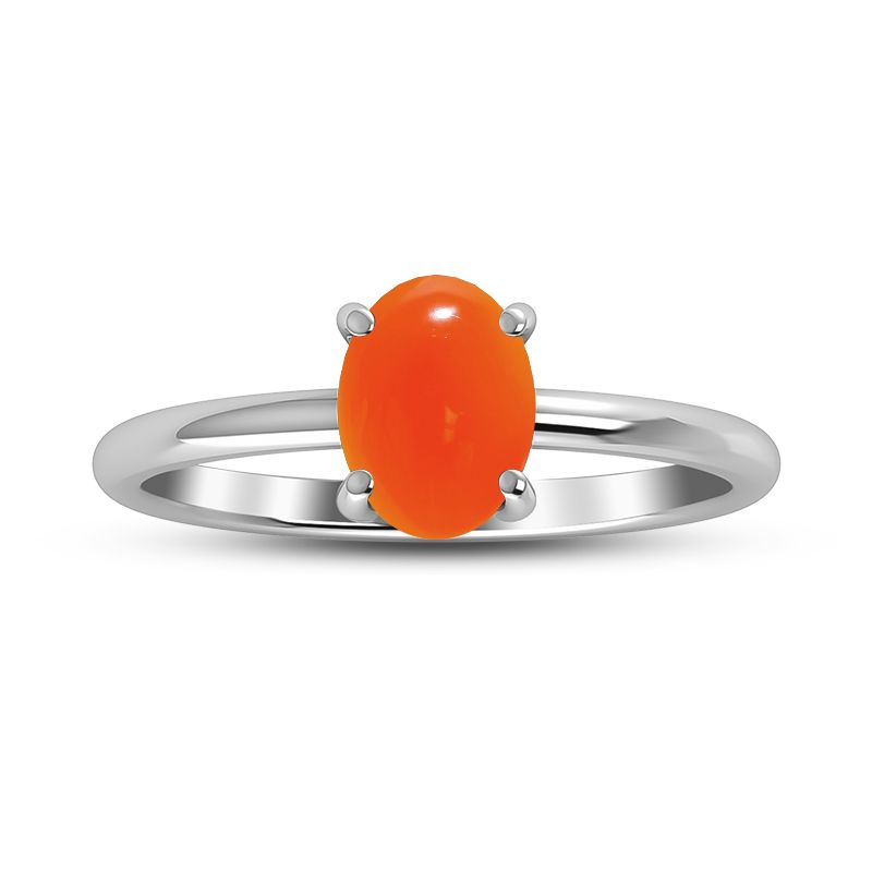 Carnelian Sterling Silver Ring - Oval Crystal