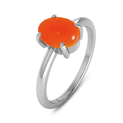 Carnelian Sterling Silver Ring - Oval Crystal