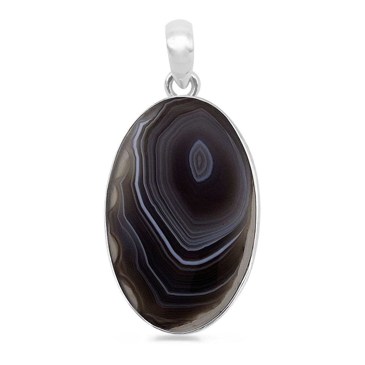 Botswana Agate Sterling Silver Pendant - Oval