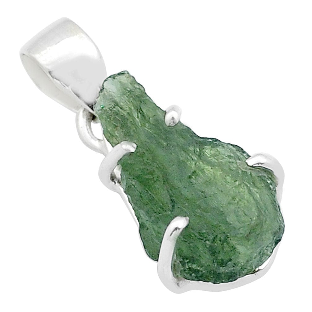 Moldavite Rough Sterling Silver Pendant