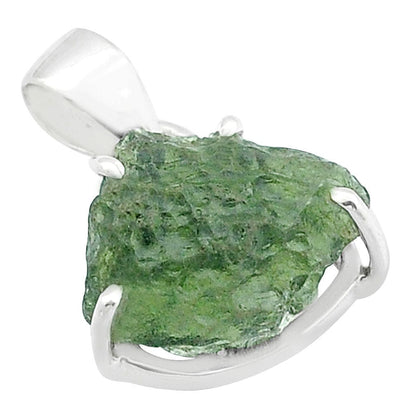 Moldavite Rough Sterling Silver Pendant