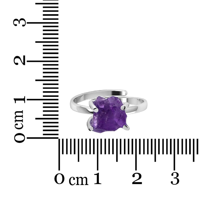 Sterling Silver Raw Amethyst Ring 1cm by 2.4 cm