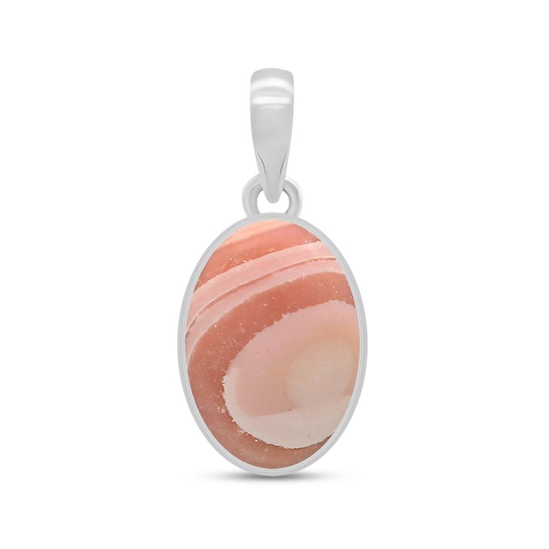 Pink Opal Sterling Silver Pendant - Oval