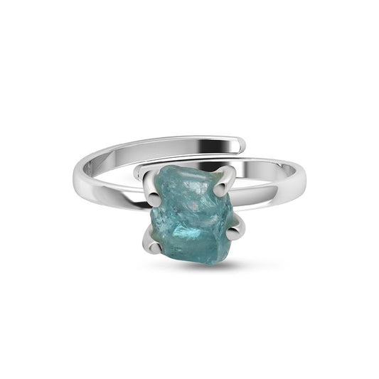 Raw Blue Apatite Sterling Silver Ring