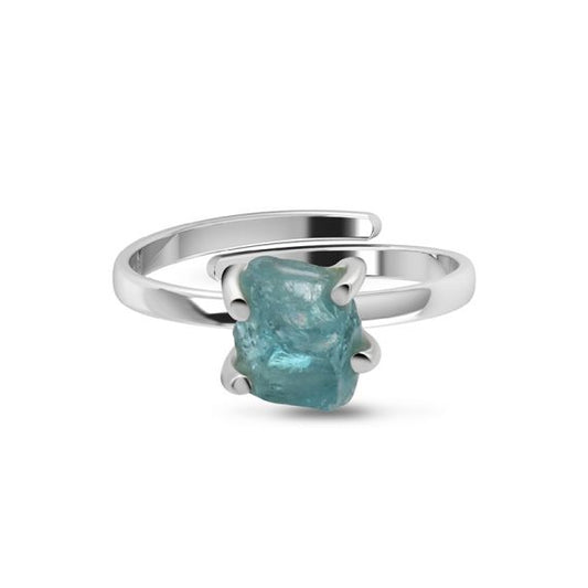 Raw Stone Aquamarine Sterling Silver Ring