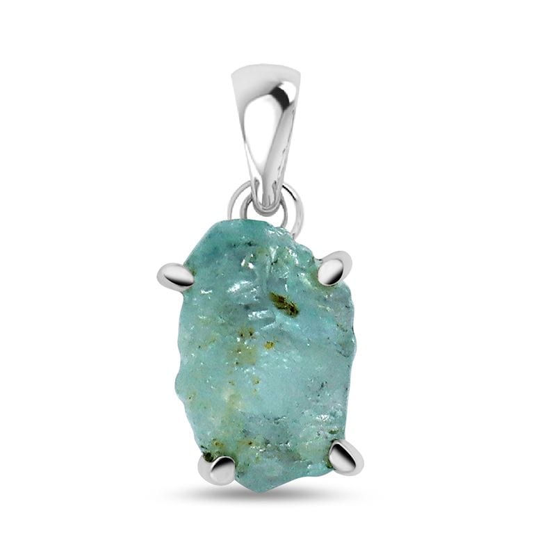 Raw Stone Aquamarine Sterling Silver Pendant