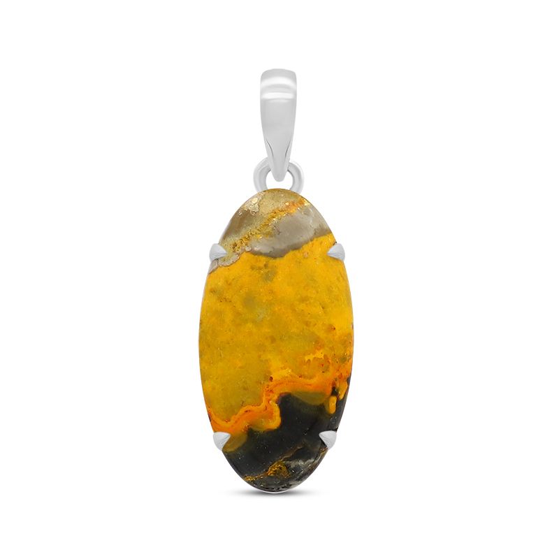 Bumble Bee Jasper - Sterling Silver Pendant - Oval