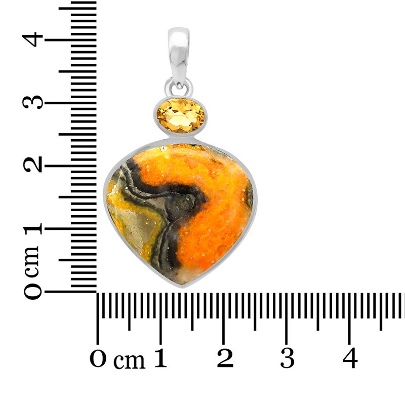Bumblebee Jasper with Citrine Sterling Silver Pendant