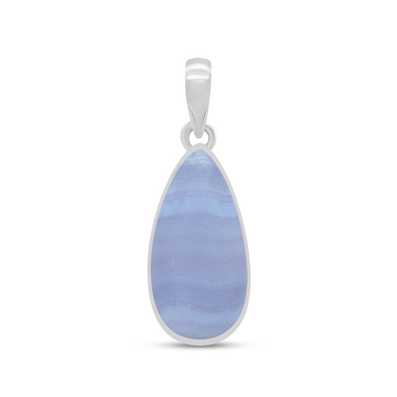 Blue Lace Agate Sterling Silver Pendant - Teardrop