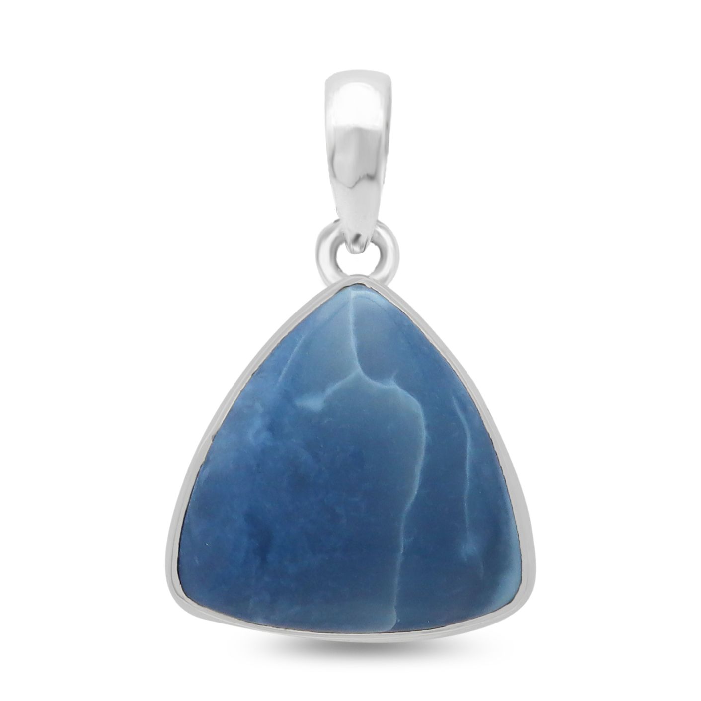 Blue Opal Sterling Silver Pendant - Triangular