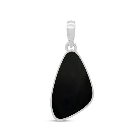 Black Onyx Sterling Silver Pendant - Free Form