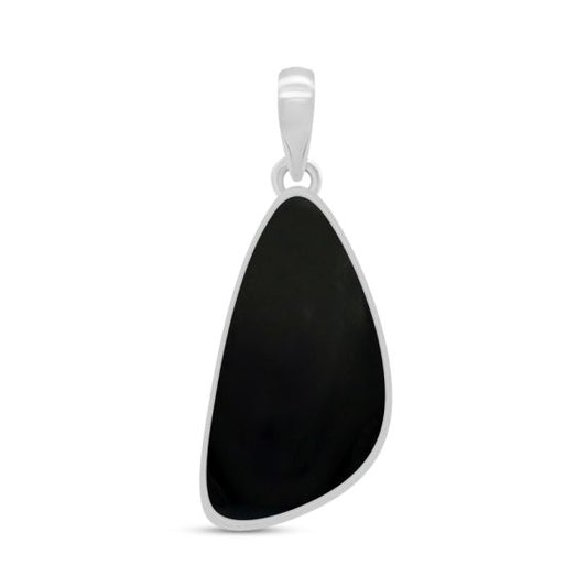 Black Onyx Sterling Silver Pendant - Free Form