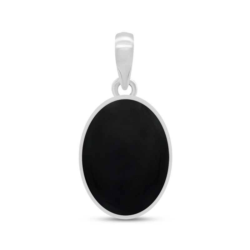 Black Onyx Sterling Silver Pendant - Oval
