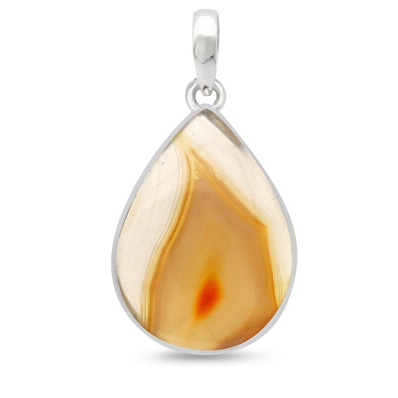 Botswana Agate Sterling Silver Pendant - Teardrop