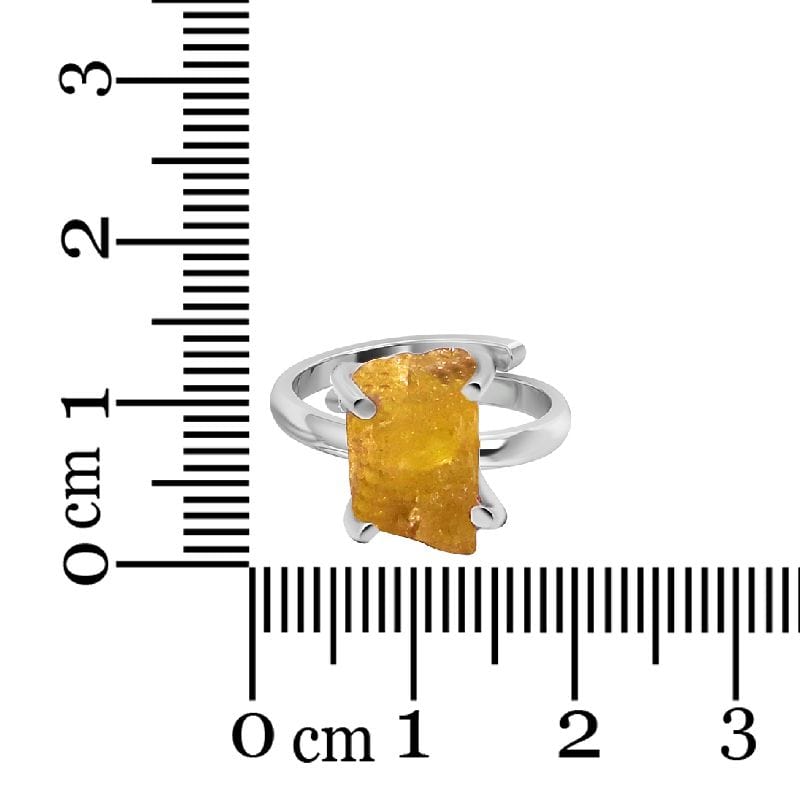 healing crystal jewelry: citrine sterling silver ring - Raw Crystal - Adjustable
