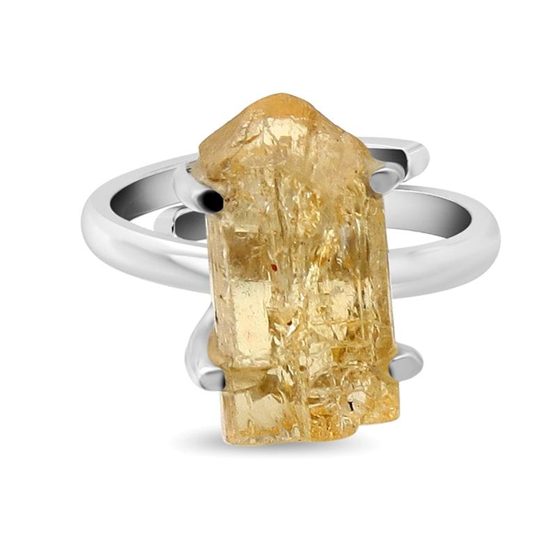 Imperial Topaz Adjustable Sterling Silver Ring - Rough Crystal