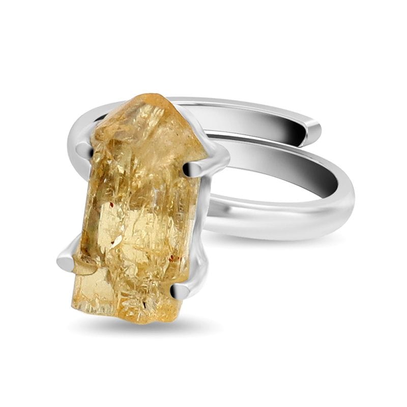 Imperial Topaz Adjustable Sterling Silver Ring - Rough Crystal
