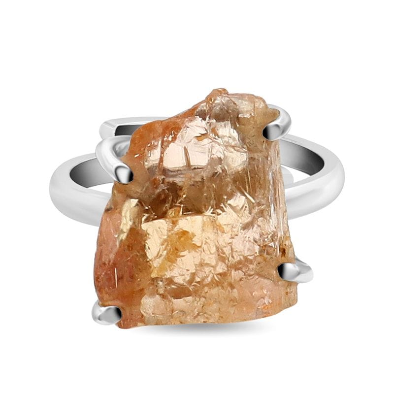 Imperial Topaz Adjustable Sterling Silver Ring - Rough Crystal