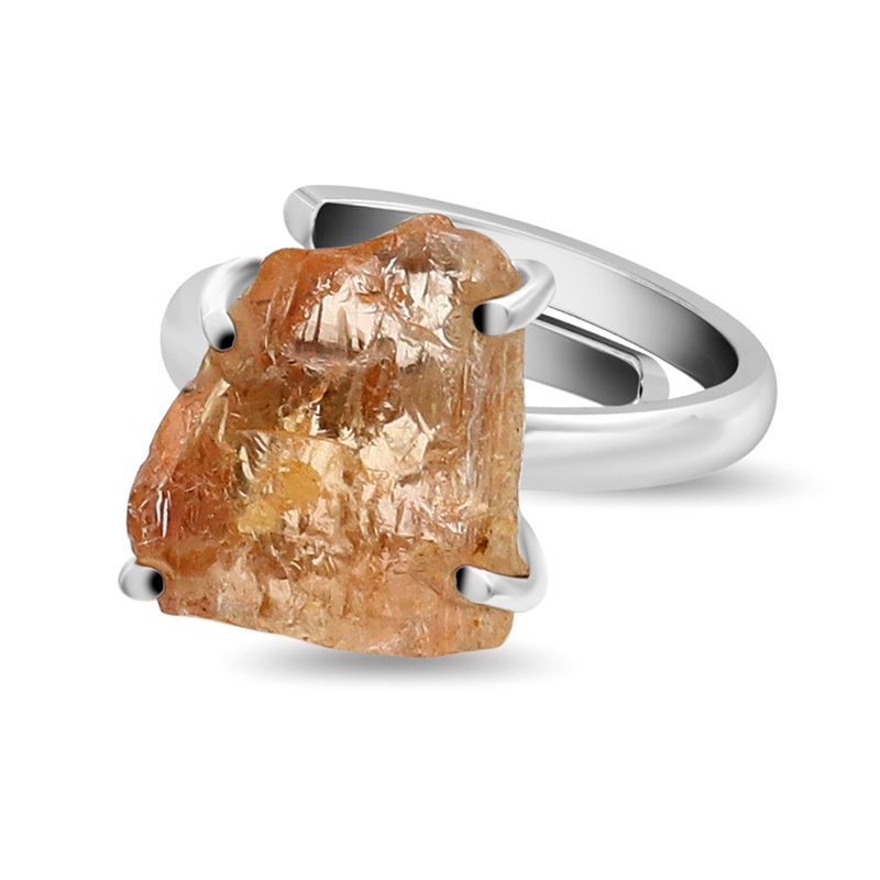 Imperial Topaz Rough Adjustable Sterling Silver Ring