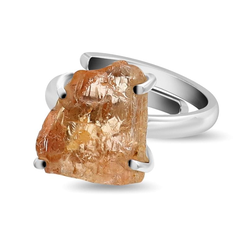 Imperial Topaz Adjustable Sterling Silver Ring - Rough Crystal