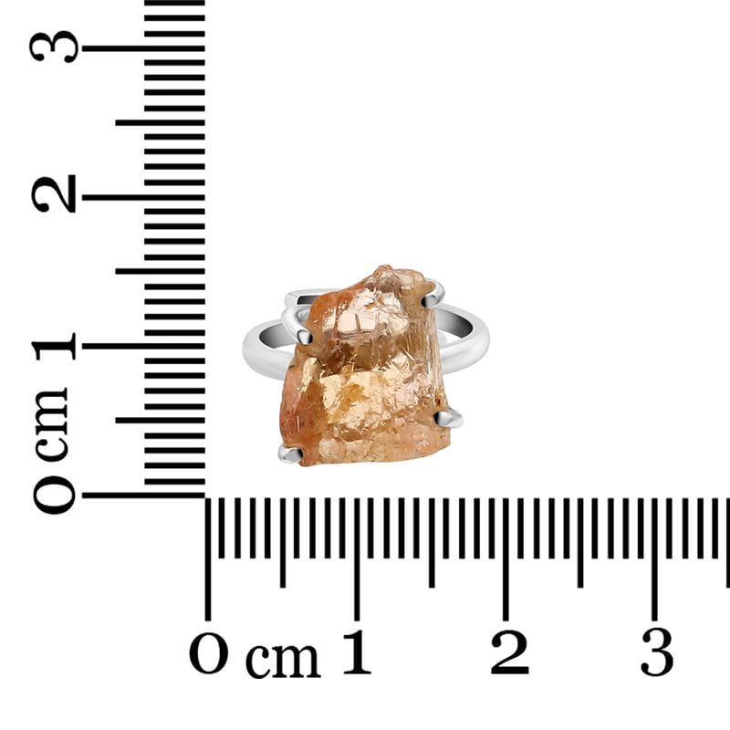 Imperial Topaz Adjustable Sterling Silver Ring - Rough Crystal