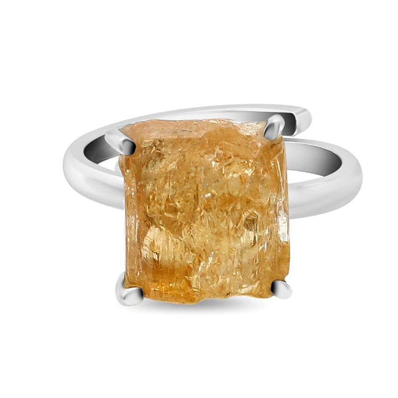 Imperial Topaz Adjustable Sterling Silver Ring - Rough Crystal