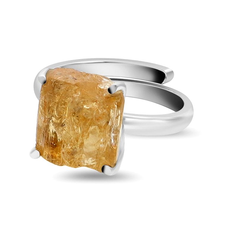 Imperial Topaz Adjustable Sterling Silver Ring - Rough Crystal