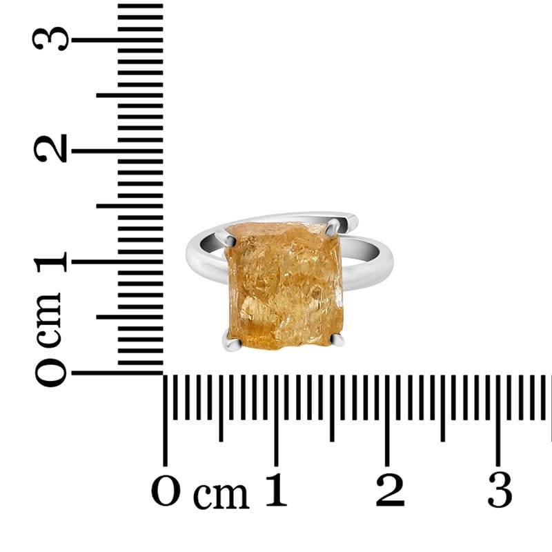 Imperial Topaz Adjustable Sterling Silver Ring - Rough Crystal