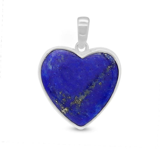 healing crystal jewelry: lapis lazuli sterling silver pendant - heart