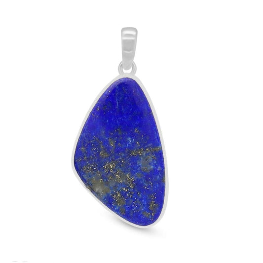 healing crystal jewelry: lapis lazuli sterling silver pendant - free form