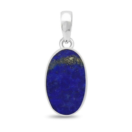 healing crystal jewelry: lapis lazuli sterling silver pendant - Oval