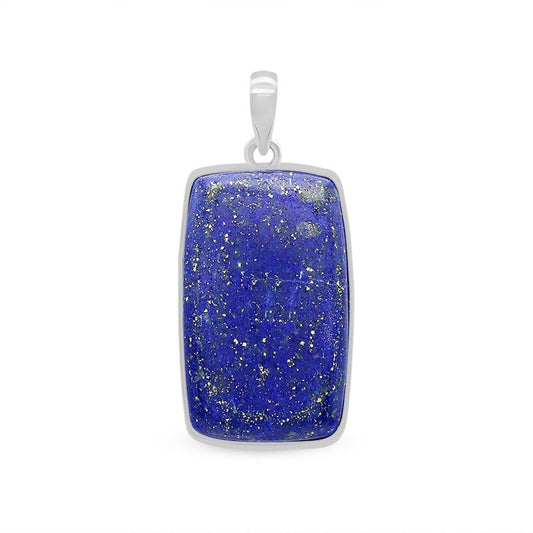 healing crystal jewelry: lapis lazuli sterling silver pendant - rectangular