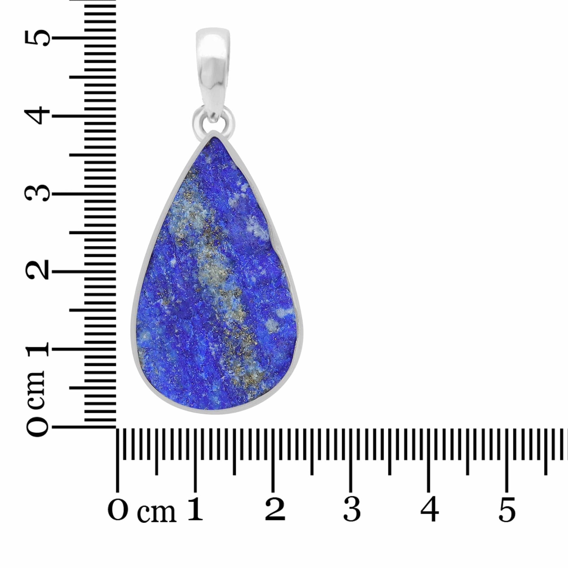 healing crystal jewelry: lapis lazuli rough sterling silver pendant - teardrop