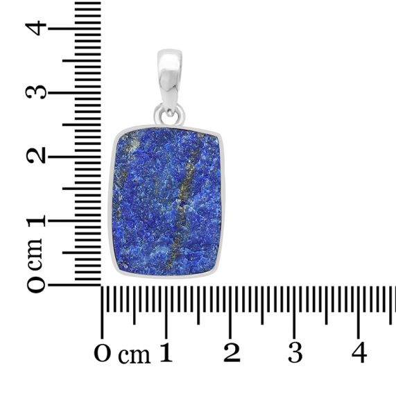 Lapis Lazuli Rough Sterling Silver Pendant - Rectangular