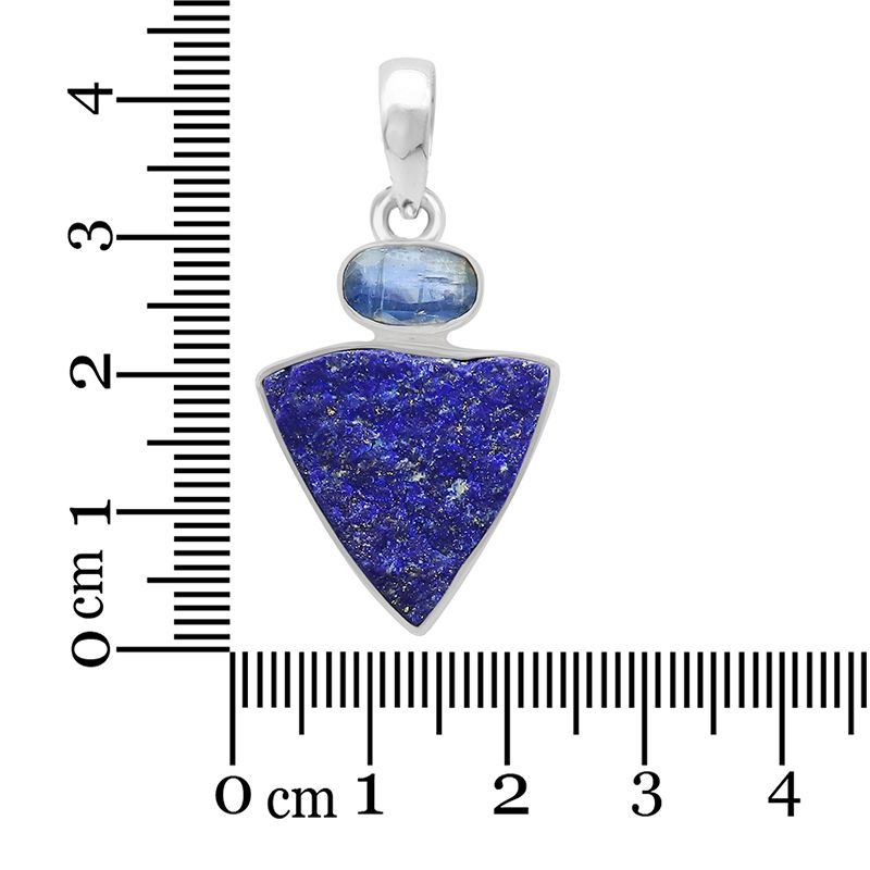 healing crystal jewelry: lapis lazuli pendant with blue kyanite