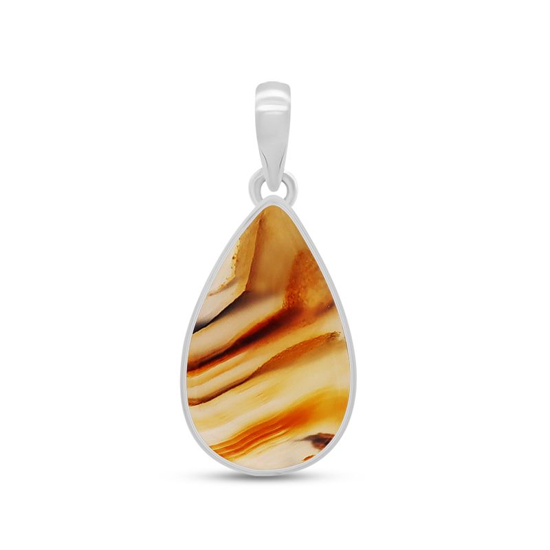brown and beige banded agate sterling silver pendant