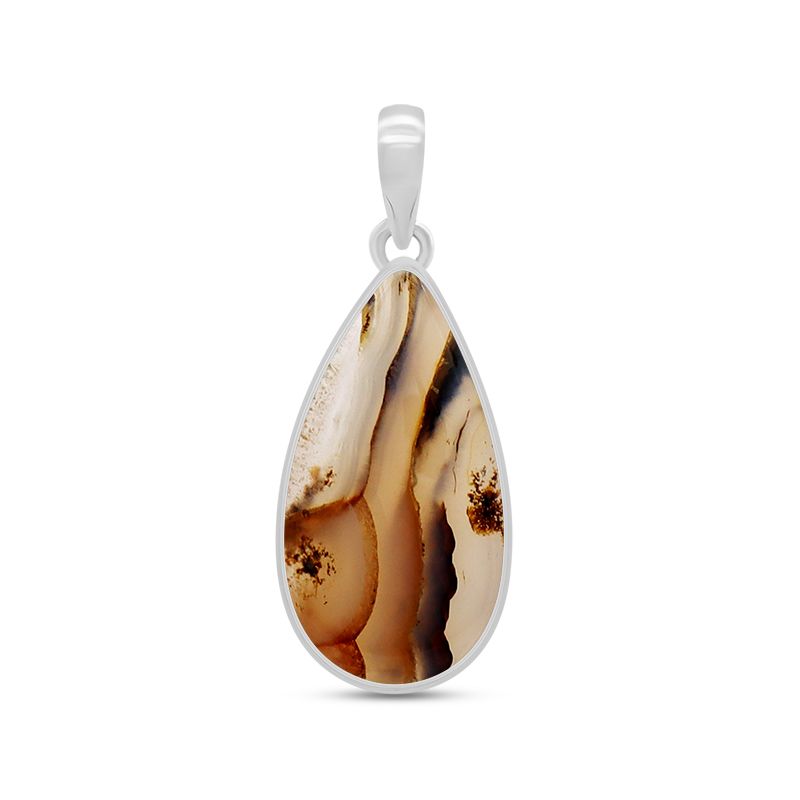 brown and off white banded Sterling Silver Pendant