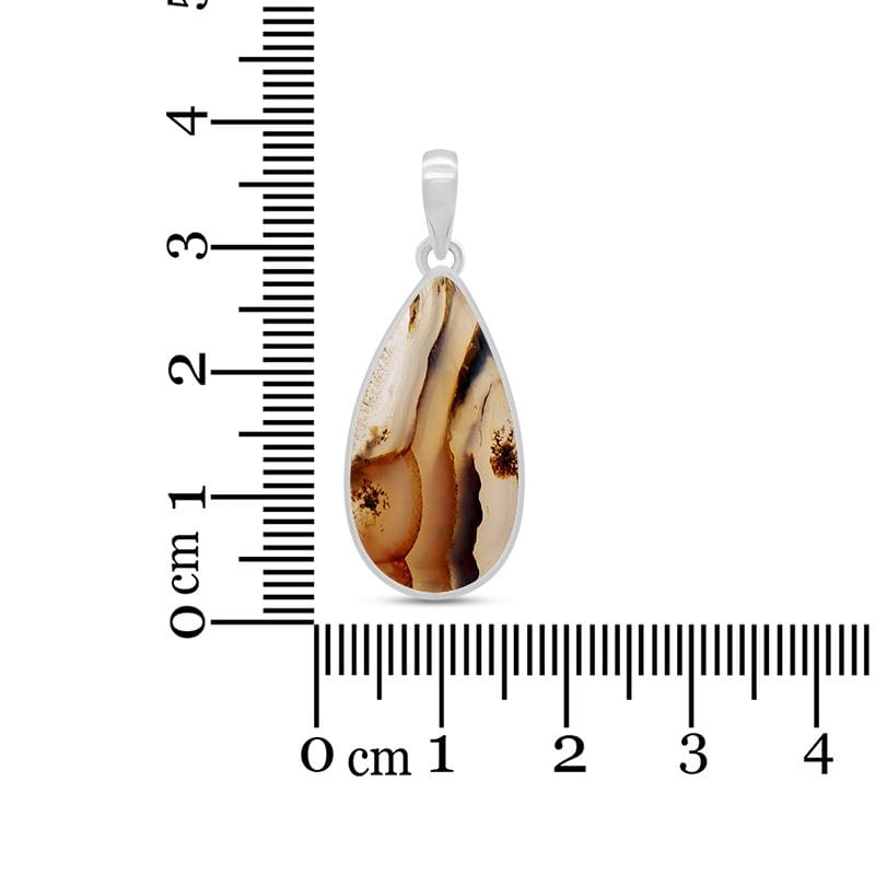 brown and off white banded Sterling Silver Pendant 3.9 cm by 1.74 cm