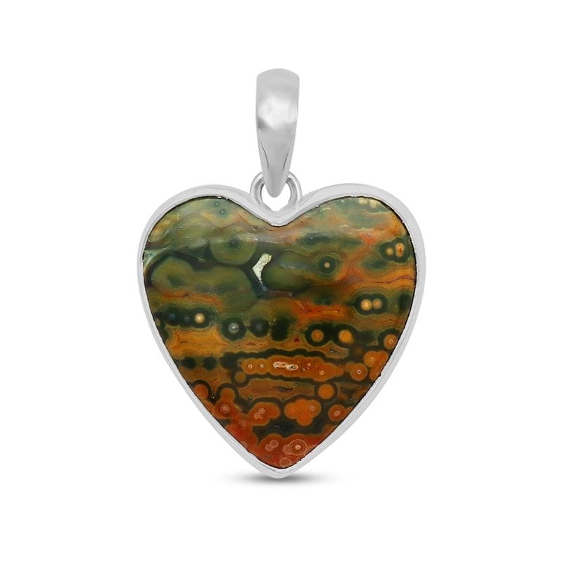 Ocean Jasper Sterling Silver Pendant - Heart