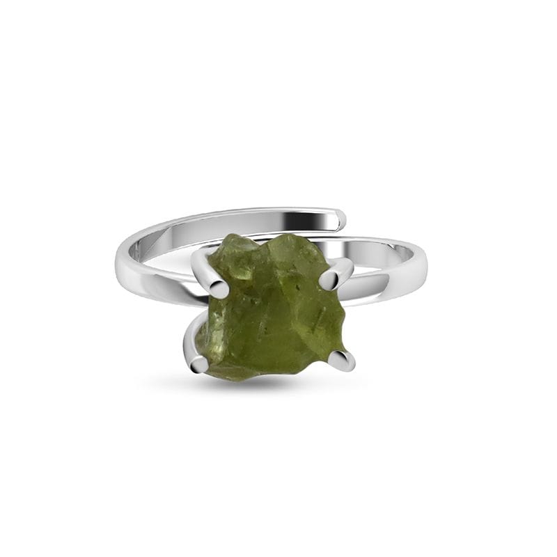 Peridot Rough Sterling Silver Adjustable Ring