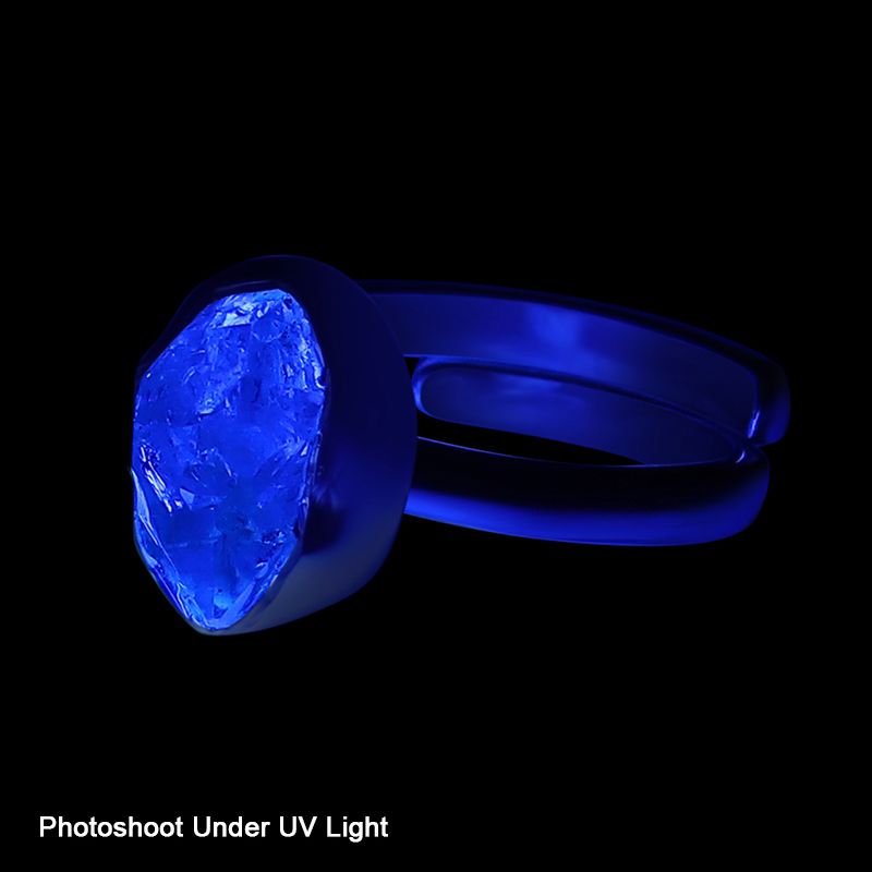 Herkimer Diamond Sterling Silver Adjustable Ring - UV Light