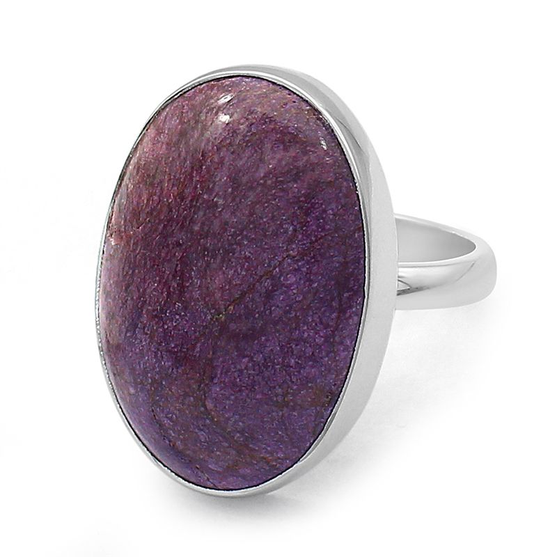 Purpurite Sterling Silver Adjustable Ring - Oval