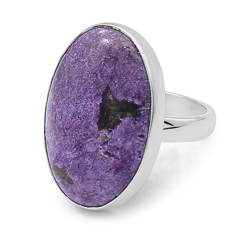 Purpurite Sterling Silver Adjustable Ring - Oval