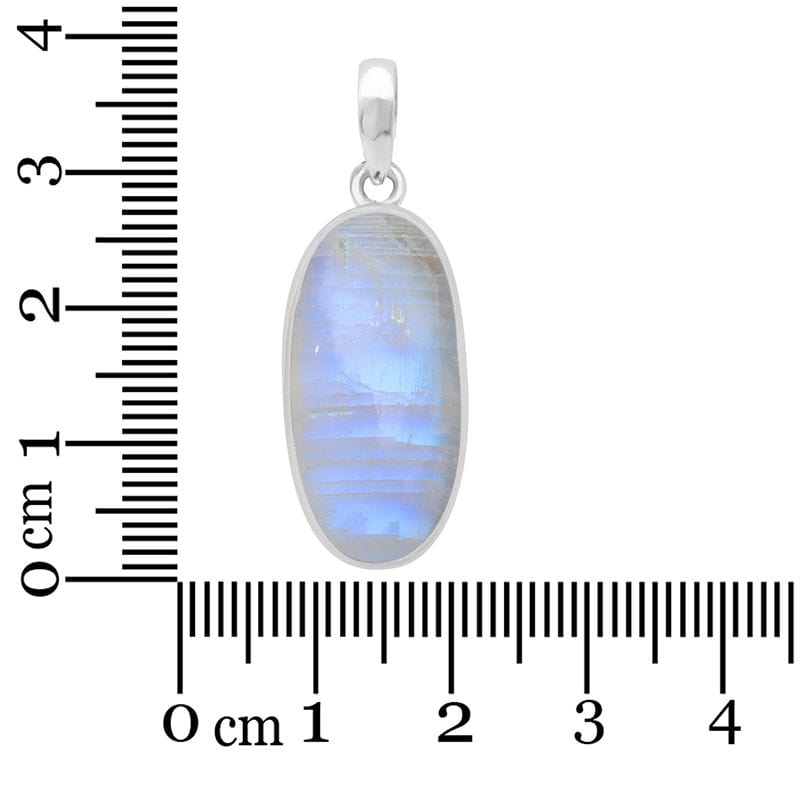 Rainbow Moonstone Sterling Silver Pendant - Oval